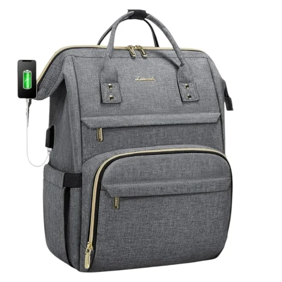 LOVEVOOK Padded Laptop Backpack Grey Travel New With Tags - Picture 4 of 6